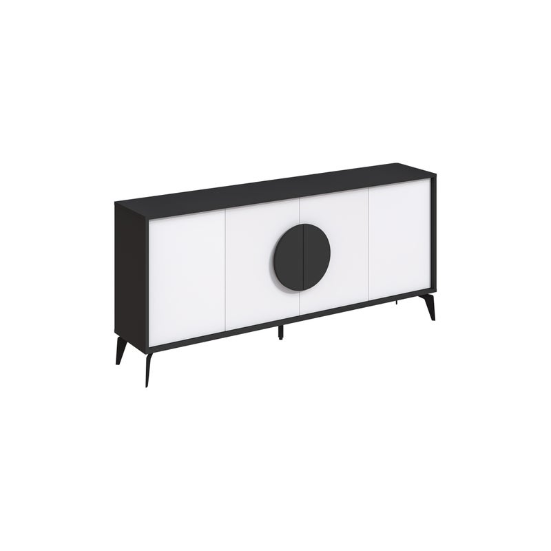 Mourah Home Gora Console - Modern Sideboard With 4 Doors - Storage Cabinet For Living Room, Office, Lounge, Dining Room, Kitchen, Hallway - 35.6X82X180 Cm - Grey- White- 2 Years Warranty - Image 3